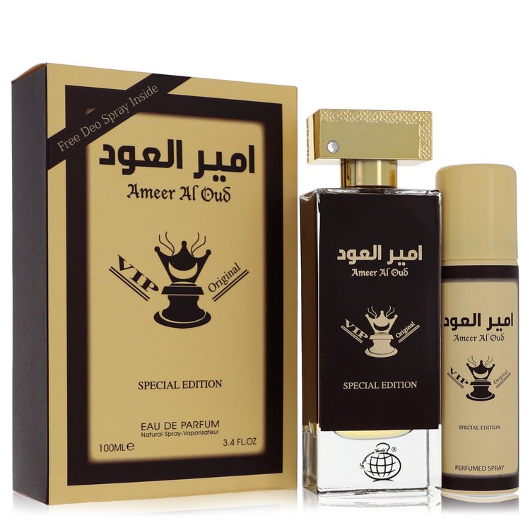 Ameer Al Oud Vip Original Special Edition by Fragrance World 3.4 oz Eau De Parfum Spray + 1.7 oz Deodorant Spray 3.4 oz