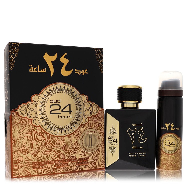 Ard Al Zaafaran Oud 24 Hours by Al Zaafaran Eau De Parfum Spray + 1.7oz Perfumed Spray (Unisex) 3.4 oz