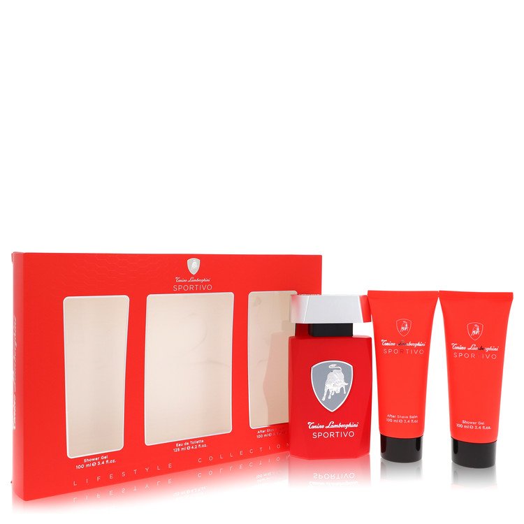 Lamborghini Sportivo by Tonino Lamborghini Gift Set -- 4.2 oz Eau De Toilette Spray + 3.4 oz Shower Gel + 3.4 oz After Shave Balm