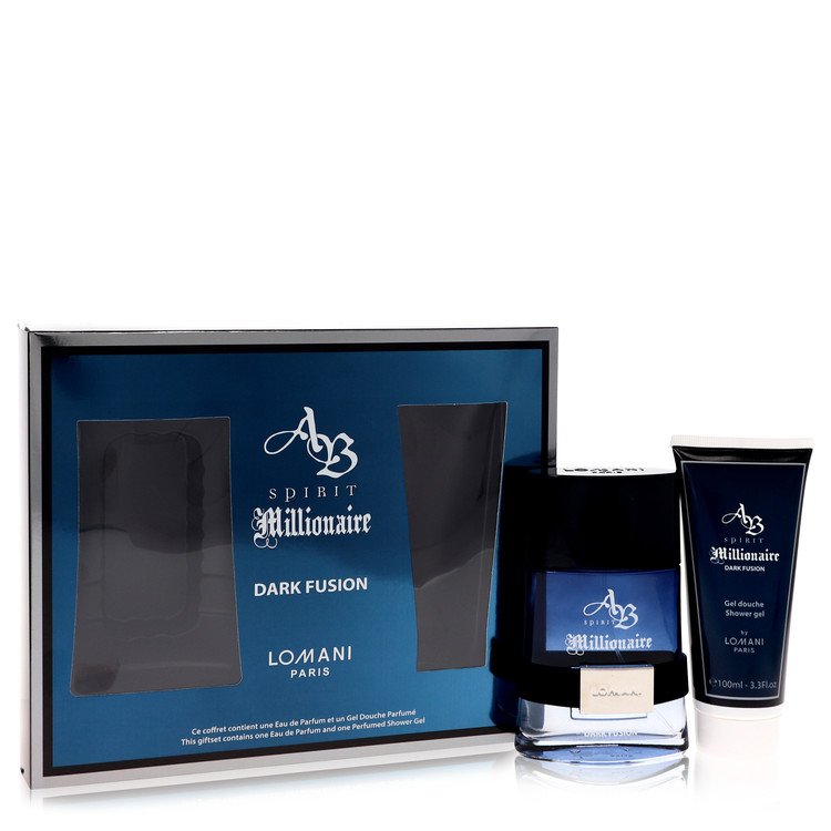 Spirit Millionaire Dark Fusion by Lomani Gift Set -- 3.3 oz Eau De Parfum Spray + 3.3 oz Shower Gel