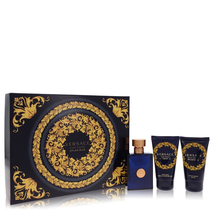 Versace Pour Homme Dylan Blue by Versace Gift Set -- 1.7 oz Eau De Toilette Spray + 1.7 oz After Shave Balm + 1.7 oz Shower Gel