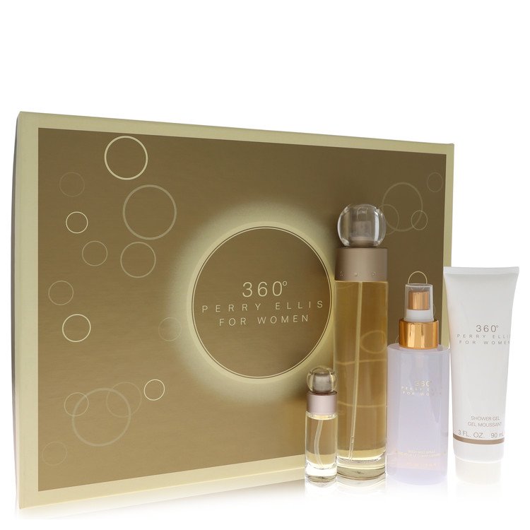 perry ellis 360 by Perry Ellis Gift Set -- 3.4 oz Eau De Toilette Spray + 4 oz Body Mist + 3 oz Shower Gel + .25 Mini EDT Spray